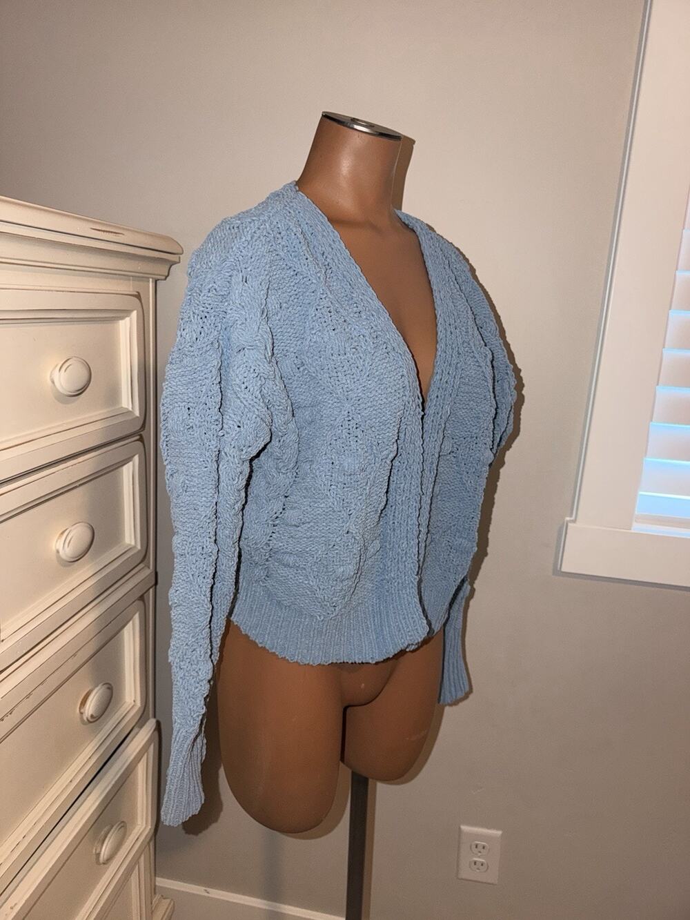 Jessica Simpson Blue Crop Cardigan Sweater Size XS
